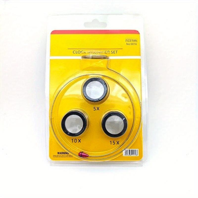 3Pcs/Set 5X 10X 15X Magnifying Glass Clip On Magnifier Watch Repair Tools Magnifying Glass Kit Service Tool