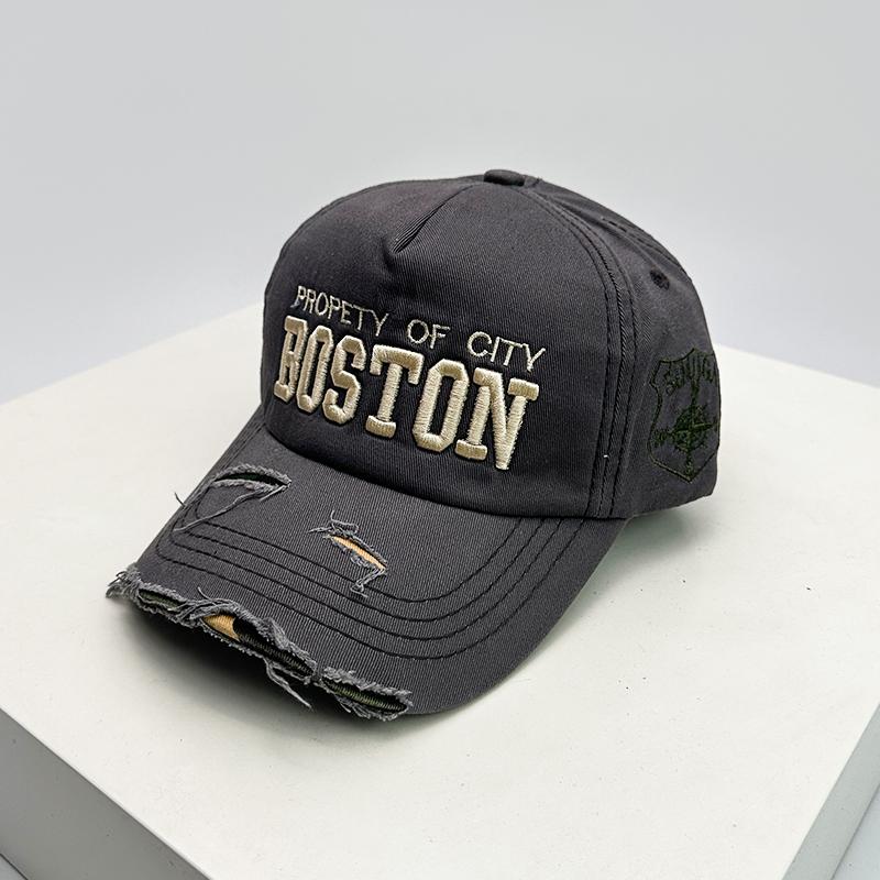 New Unisex Letter Embroidery Broken Style Baseball Hats Breathable Personal Sunshade Peaked Caps Versatile Fashion Street Retro