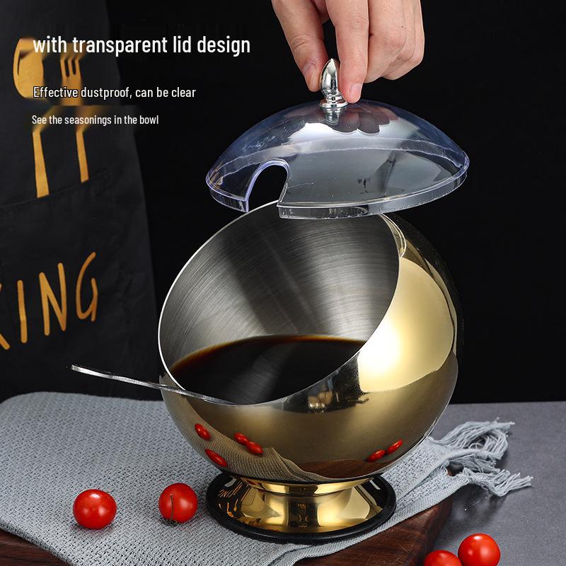 Stainless Steel Slanted Mixing Bowl Set with Lid, Ideal for Seasoning, Sauces & Condiments