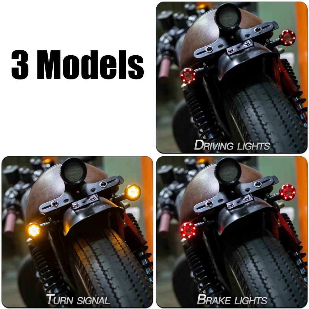 High Brightness Motorcycle LED Bullet Taillight Turn Signal Brake Lamp with Daytime Running Light Function