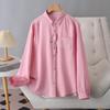 2026 Spring Plus Size Women's Long Sleeve Embroidered Cotton Cardigan Shirt for Curvy Women