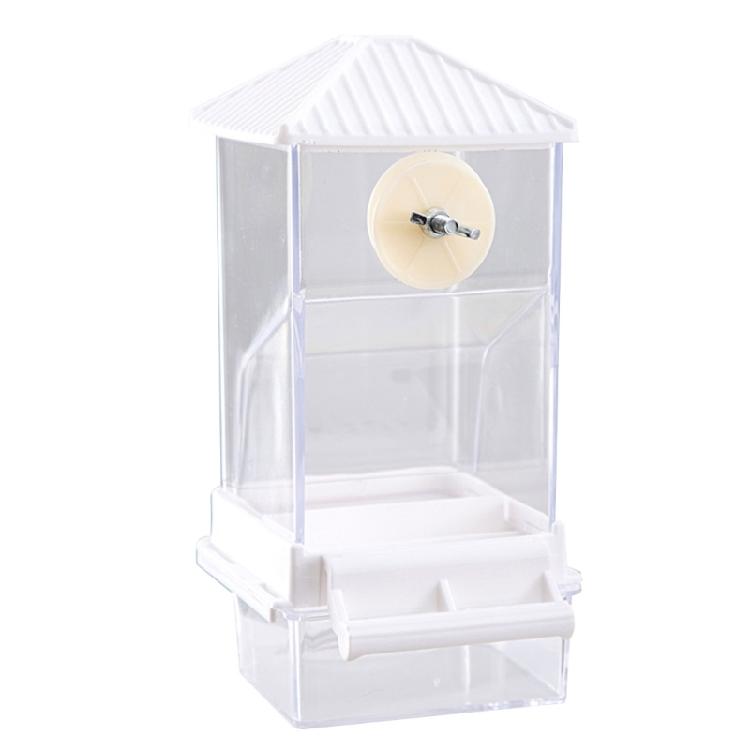 Plastic Parrots Feeder Transparent Bird Cage Food Dispenser Container Box for Small Birds with Anti Clogging Feature