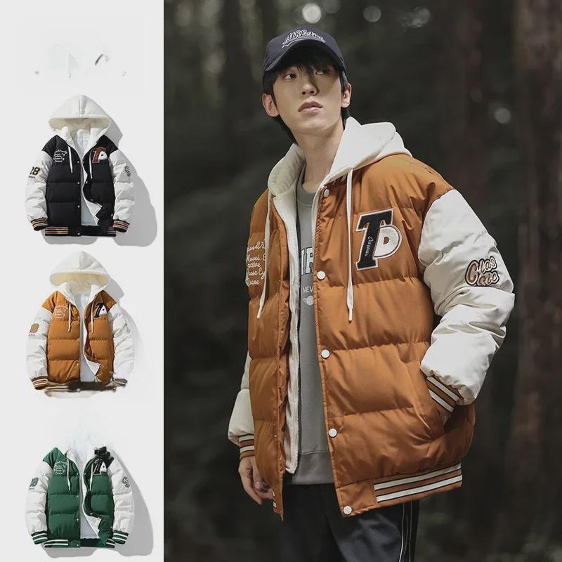 

Стильная куртка с капюшоном на хлопковой подкладке и крупной вышивкой для мужчин и женщин — модная зимняя одежда! 2XL