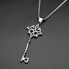 Stainless Steel Witch Celtic Knot Key Shape Pendant Necklace for Women Men Silver Color Wicca Pagan Chain Amulet Lucky Jewelry