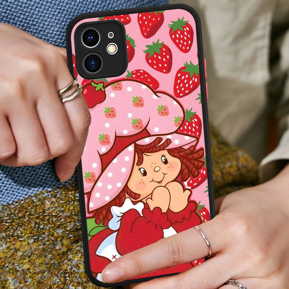 Animated Strawberrys Shortcake Phone Case For IPhone 11 12 13 14 15 16 Pro Plus X XS MAX Matte Bumper Shockproof Cover