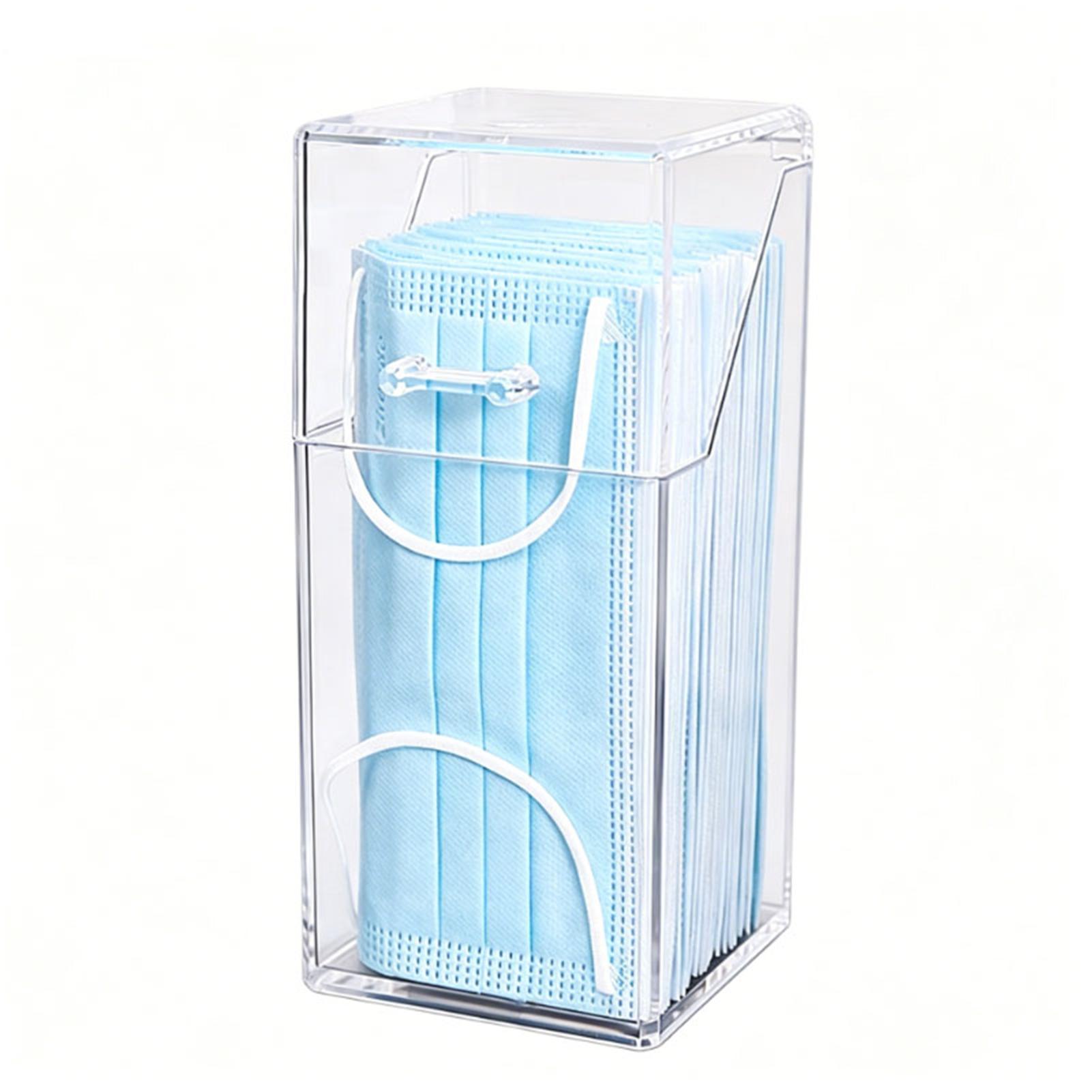 Distributeur transparent pour masques faciaux avec couvercle Anti-poussière Multifonctionnel Distributeur vertical pour la maison et le bureau
