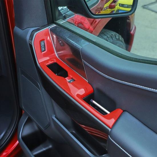 Inteiror Front Door Window Lift Panel Switch Trim Cover For Ford F150 + Red