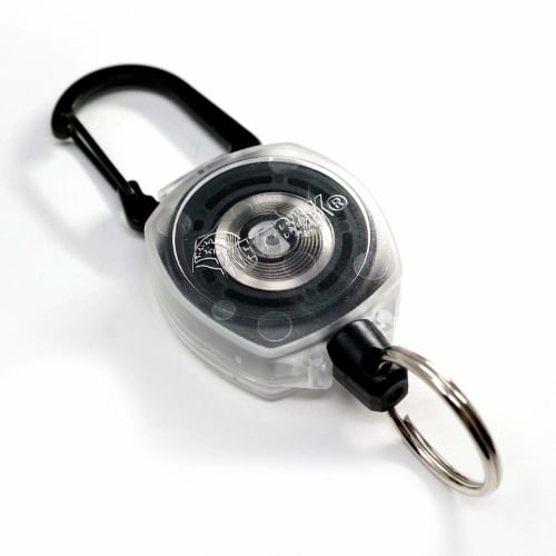 KEY-BAK Sidekick Reel Keychain with Carabiner [Limited Edition] Clear Body, 60cm Kevlar Cord [Authorized KEYBAK Distributor, 2-Year Warranty]
