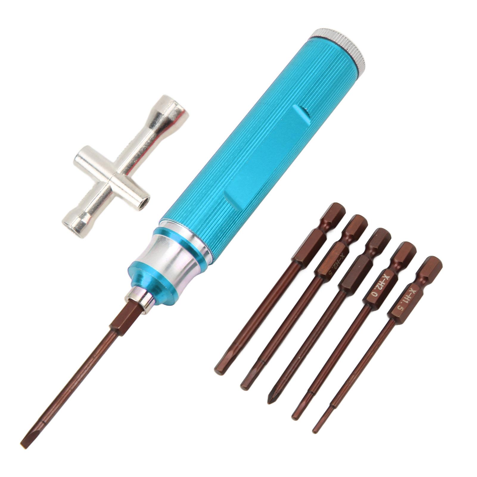 

Aluminum RC Hex Screwdriver Tools Kit Ergonomic Design Durable RC Car Model Repair Accessory Blue