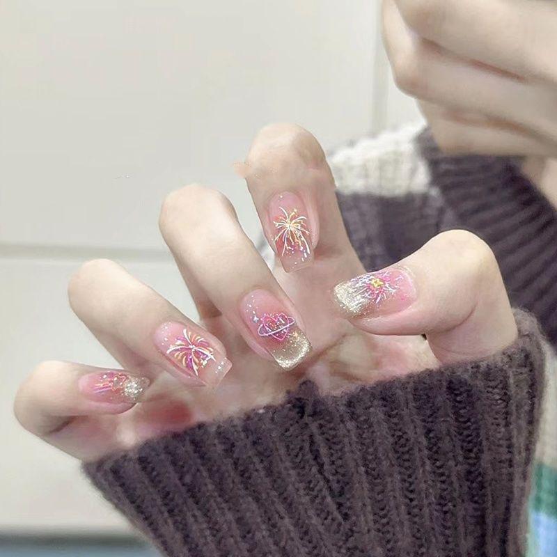 2024 Trendy 3D Firework Nail Art Stickers - Colorful & Dazzling