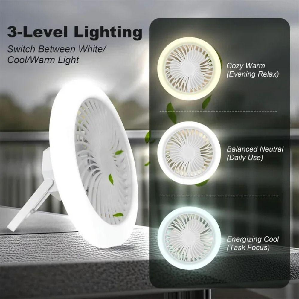 USB Rechargeable Ceiling Fan Light Energy Saving Electric Fan Night Lamp  Outdoor Tent