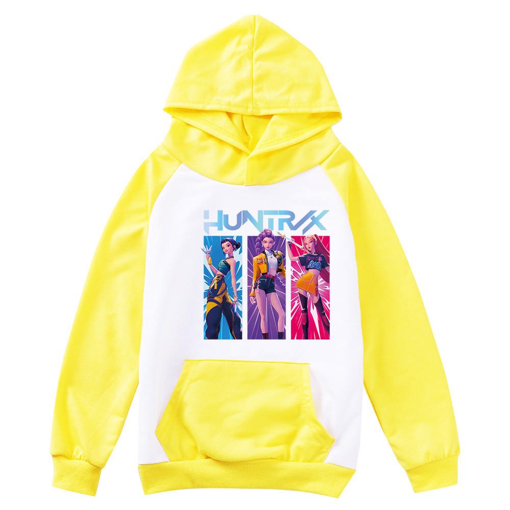 Kids Girls Anime Cartoon K-Pop Rumi Zoey Mira Printed Pocket Casual Long Sleeves Hoodies