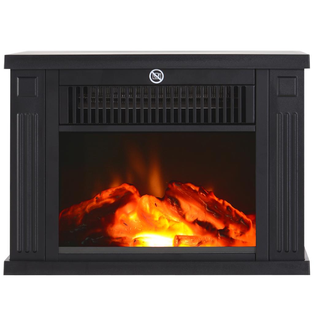 Electric Fireplace, 600/1200 W, Tabletop, Flame Effect, 10-15 m², 34 x 17 x 25 cm, Black