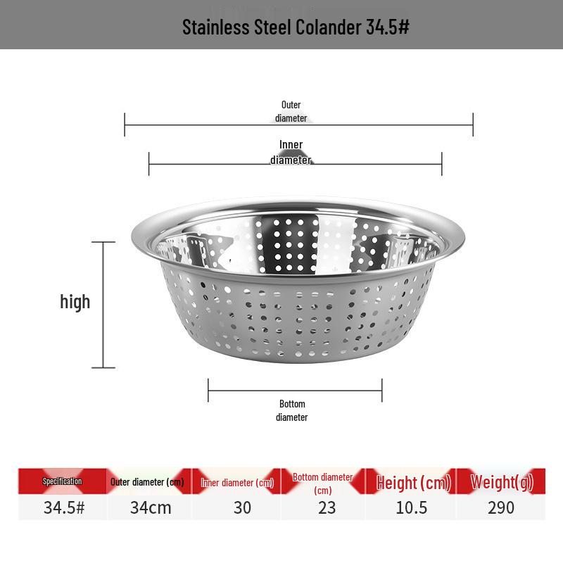 Large Hole Stainless Steel Colander Set for Washing Vegetables and Fruits