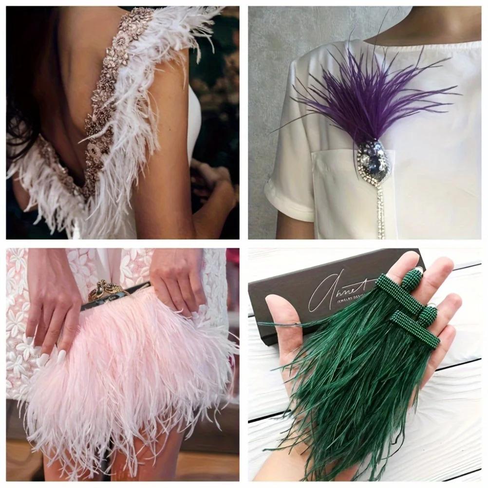 1/5/10M Ostrich Feather Trim 8-10cm Plumes Fringe Ribbon for DIY Sewing Clothing Feathers Wedding Dress Decoration Accessories