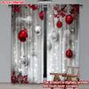 2D flat printing 2pcs Happy Christmas Party Curtains Christmas Red and Silver Ornaments Digital Printed Polyester Drapes Party &