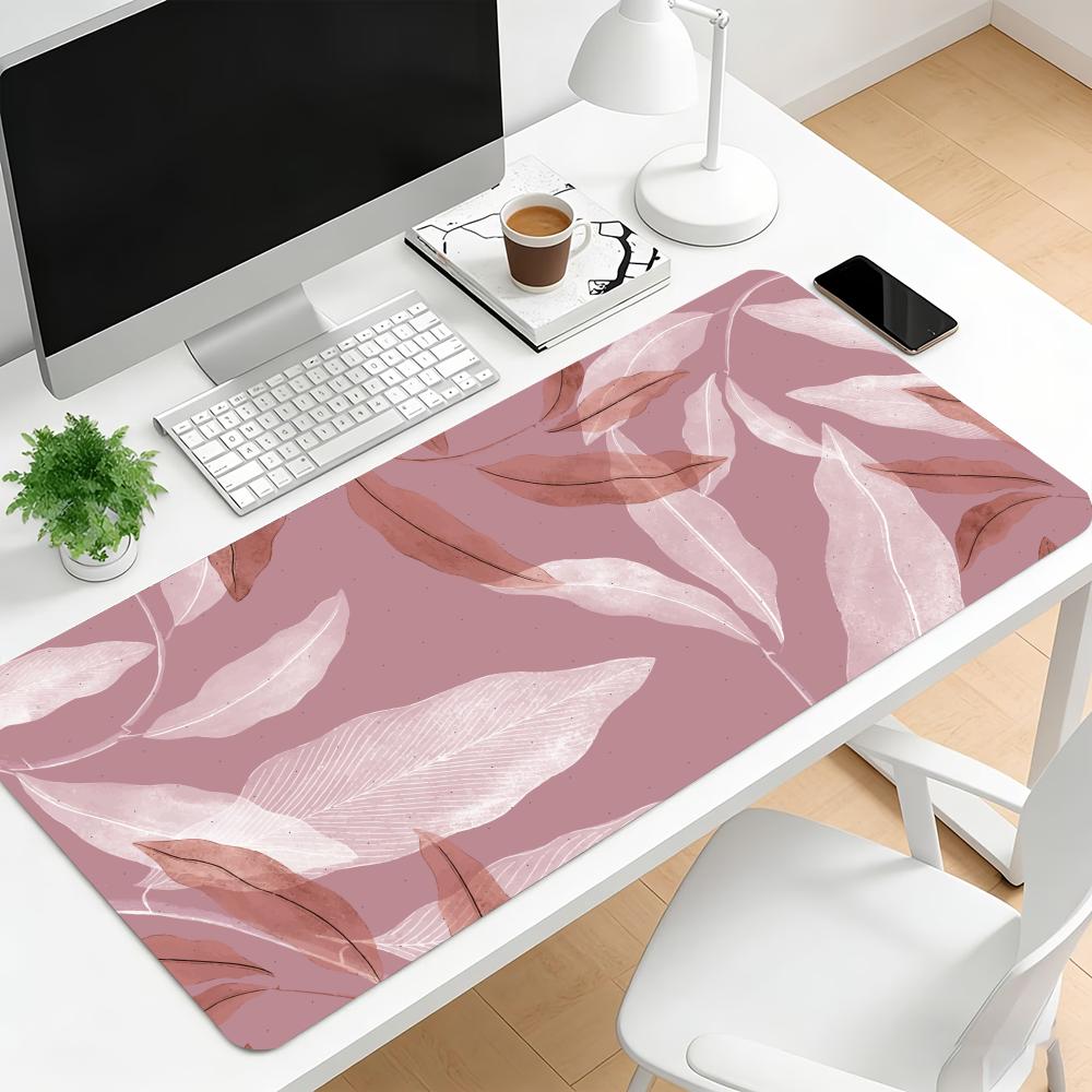 Watercolor Leaf Large Gaming Mouse Pad NonSlip Rubber Desk Mat Lock Edge Keyboard Mat Hd Print For Pc Laptop Home Gamers Decor