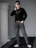 European Goods 2025 Autumn New Trendy Brand Letters Hot Drilling round Neck Hoodie Men's Trendy Bottoming Shirt Long sleeve Top Men