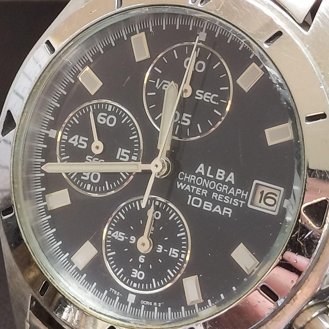 [Working Item] Alba Chronograph Watch Men s 7T92 10 ATM Blue Dial