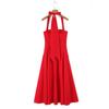 Women's Multi-color Halter Button Midi Camisole Dress - Elegant 2026 New Style