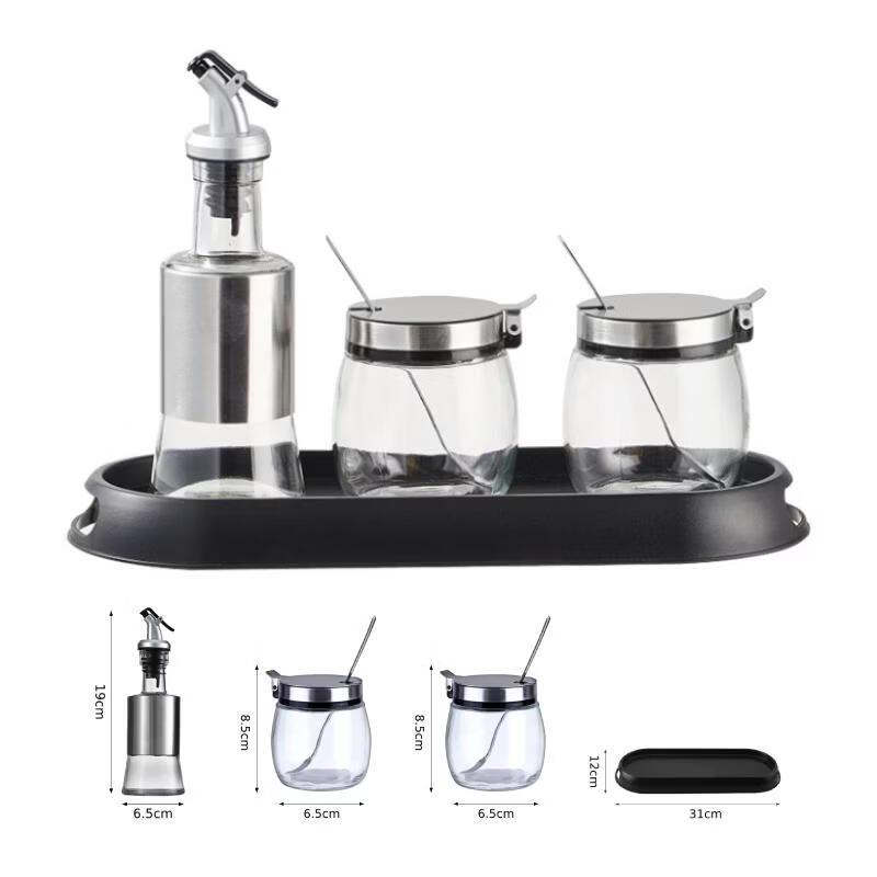 Chengshengyu 4-Piece Glass Spice Jar Set