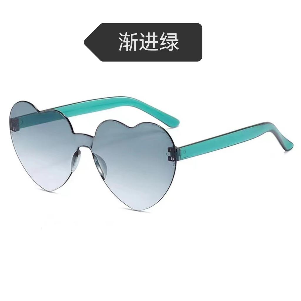 Peach Heart Sunglasses Love Glasses Trend Frameless One-Piece Marine Film Dazzling Color Sunglasses