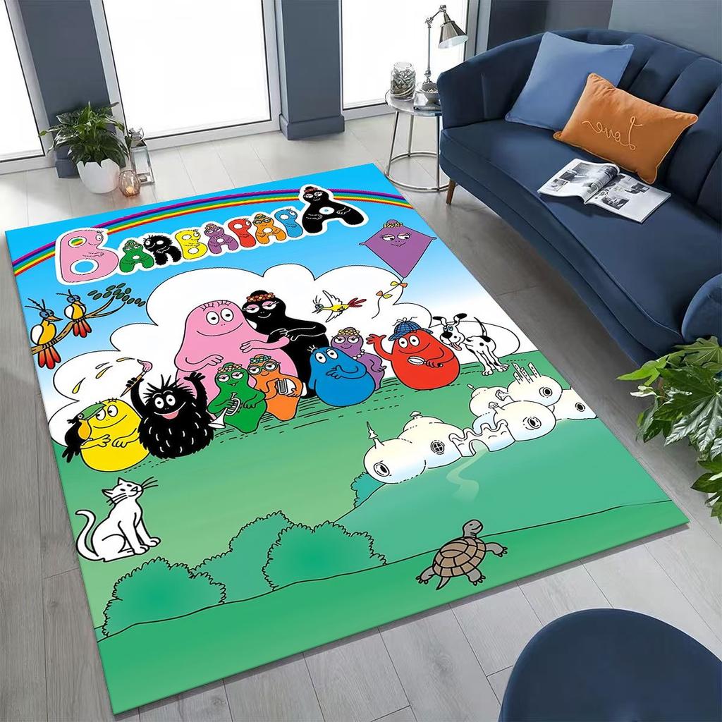 Cartoon Les Barbapapa Barbamama Family Rug for Bedroom Living Room Sofa Home Doormat Decor, Large Kids Play Non-slip Floor Mat