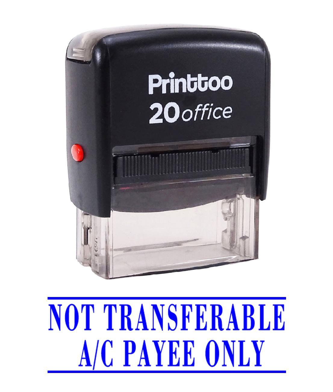 

Printtoo NOT TRANSFERABLE A C PAYEE ONLY Self Inking Rubber Stamp Office Stationary Custom 14 mm x 38 mm (Approx) синій