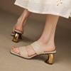 Mode 2025 Nouvelles Sandales à Talons Hauts pour Femmes Mules en Cuir Véritable Confort Chaussons Décontractés Chaussures d'Été pour Dames Chaussons de Fête Mariage