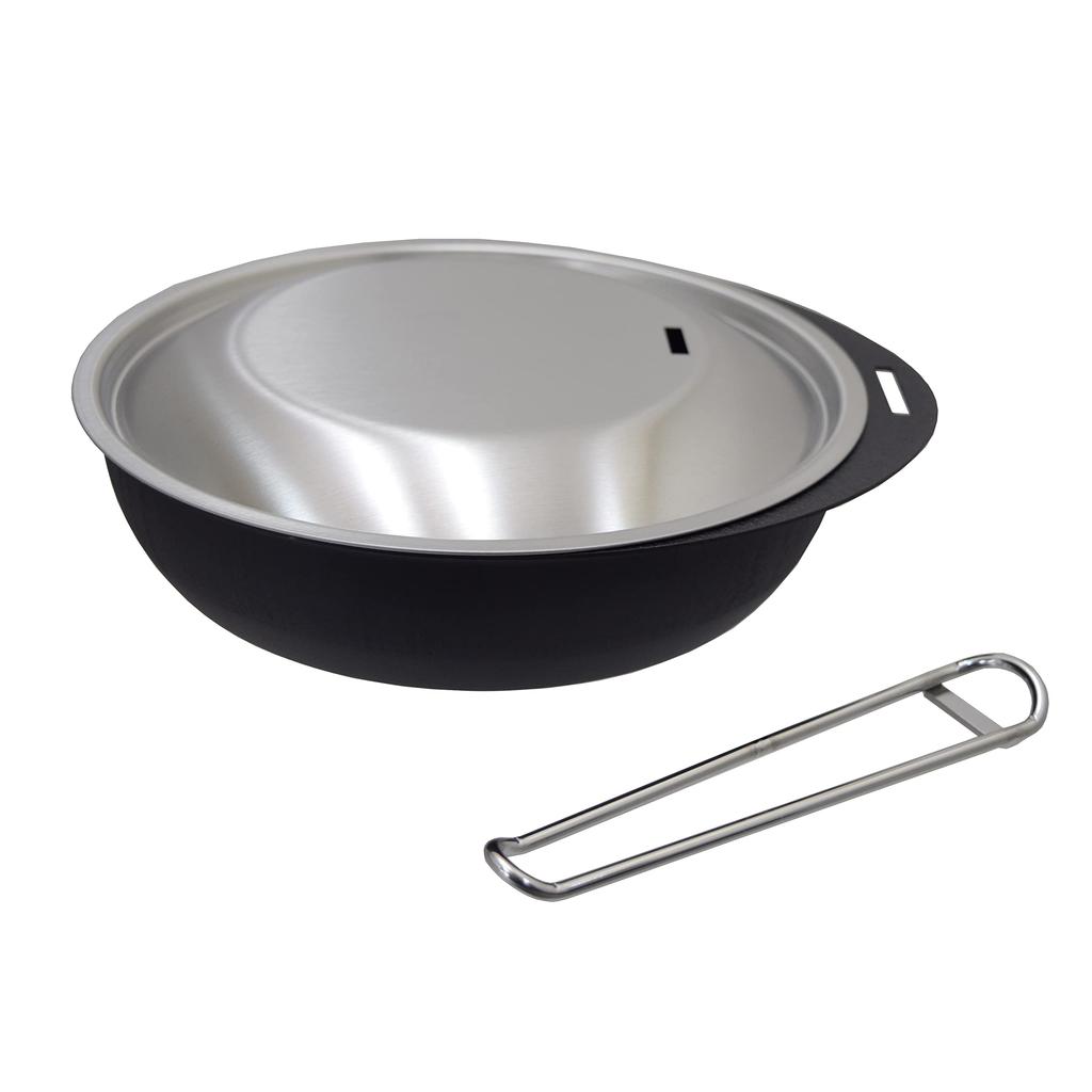 Takagi Glee-ru Removable Handle Grill Pan with Stainless Steel Lid and Handle, Round, 20cm, 3-Piece Set, Made In Japan