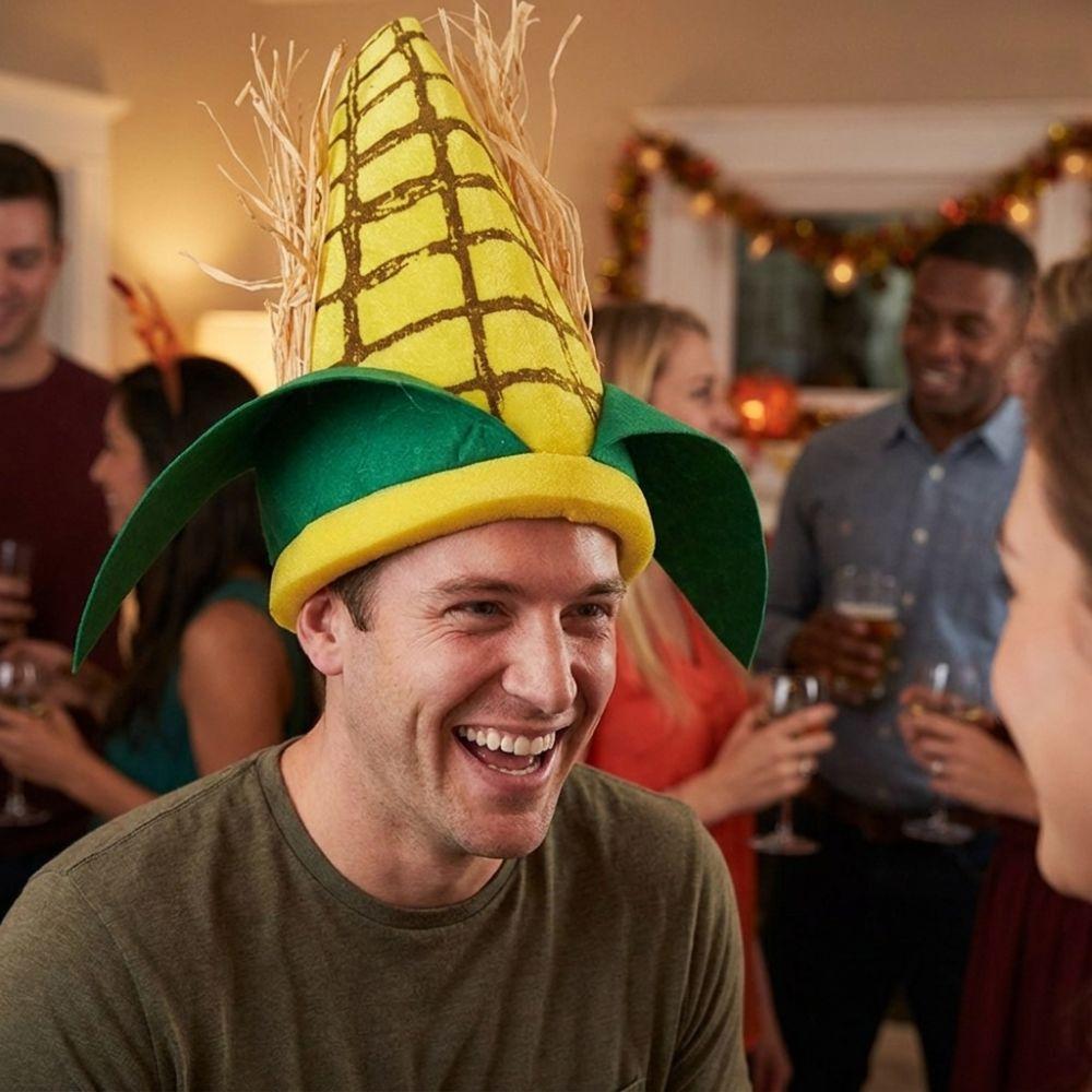 Breathable Lining Corn Cob Costume Hat Soft Felt Quirky Cosplay Cap Halloween