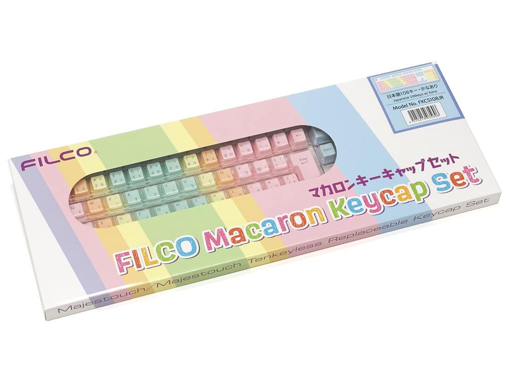 FILCO Macaron Keycap Set, 108 Kana and Japanese Layout (Compatible with 91-Key TKL Keyboards), Key Puller Included, Color-Coded Keys for Each Finger,