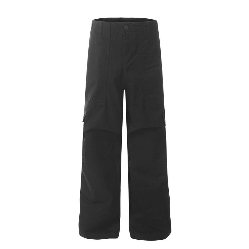 Men Women Unisex Streetwear Cargo Pants Loose Fit Pleated Cotton Blend Wide Leg Casual Trousers Fall