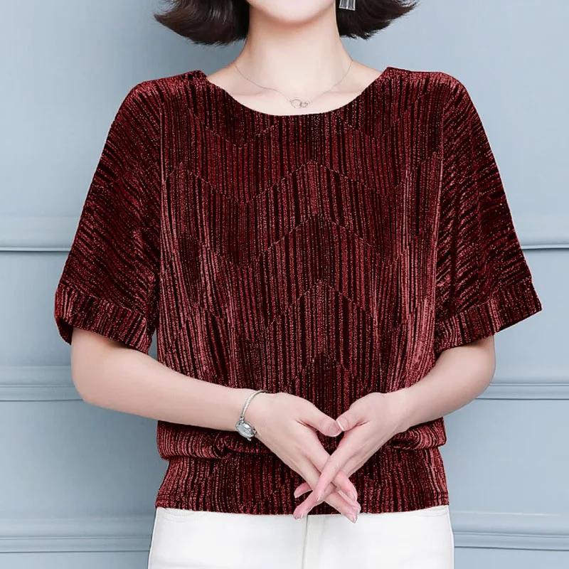 2025 Summer Women's Blouses New Glitter Shirt O-neck Fashion Tops Shiny Sequin Blouse Tunic Elegant Women Clothing Blusas