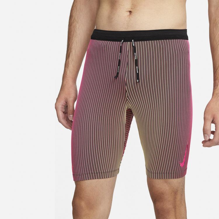 Nike Dri-FIT Striped Logo Print Elastic Waist Slim Fit Gym Shorts Men Bottoms Pink Black DM4623-016