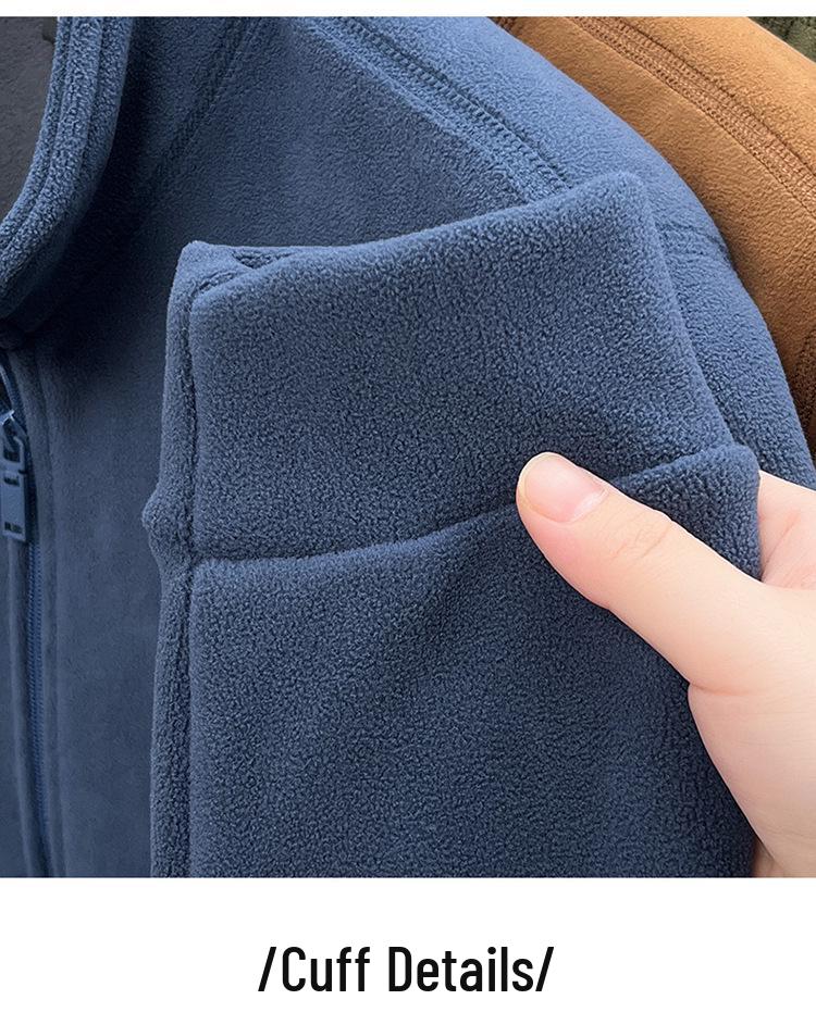 Men's Fleece Zip-Up Cardigan – High Neck, Warm & Thick for Autumn/Winter