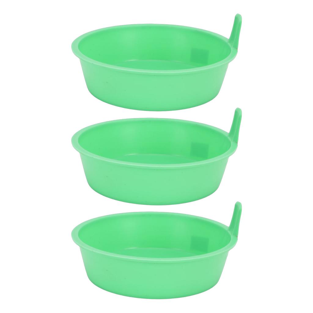 3 Pcs Feed Pan Thickened PP Plastic Round Livestock Feeder Bucket with Handle for Chicken Duck Goose