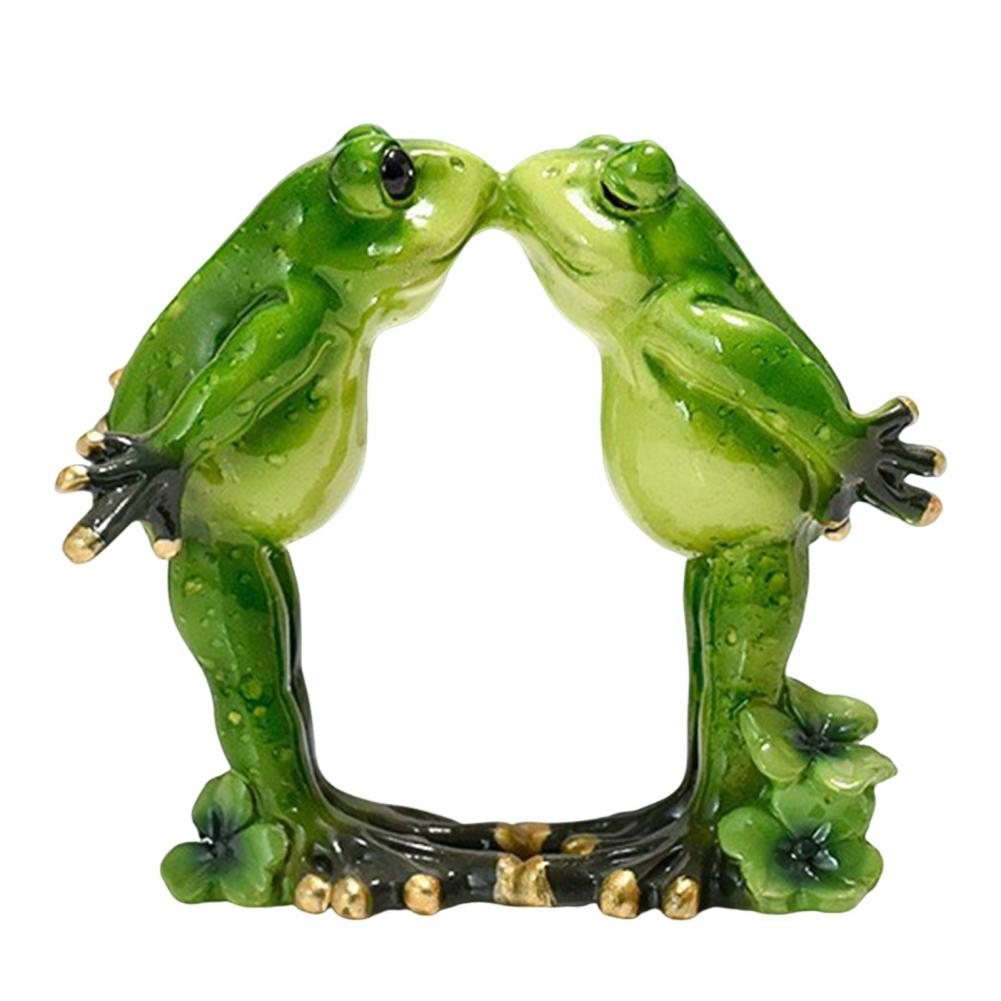 Cartoon Couple Frog Figurine Yoga Frog Statue Resin Sports Frog Sculpture Home Office Desktop Decoration Ornament