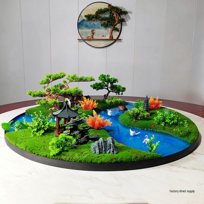 High-End Hotel Dining Table Flower Arrangement and Miniature Landscape Decor
