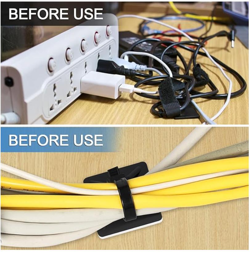 100Set Zip Tie Mounts Self-Adhesive Backing Cable Organizer Management Clips Wall Anchors for Secure Wire Holding Light Fixation