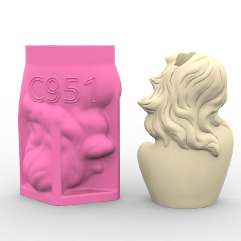 Succulent Planter Silicone Mould Girl Shape Handmade Concrete Vase Casting Mold Creative Resin Craft for Home Decors