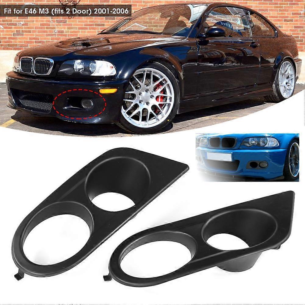 2pcs Front Bumper Foglight Cover Dual Holes Car Accessory Fit for E46 M3 2001?2006Matte Black