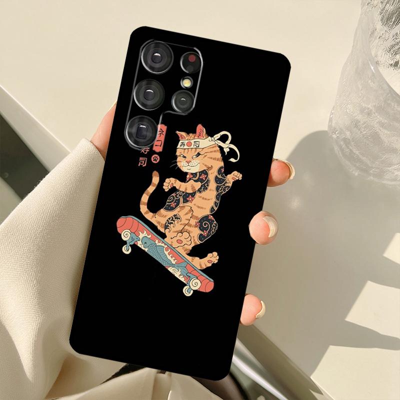 Ukiyo-e Samurai Cat Neko Ramen Case For Samsung Galaxy S23 Ultra S21 S22 S24 S25 Ultra S9 S10 Plus S25 FE S20 FE Back Cover