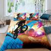 Bicycle Duvet Cover Set Motocross Racer Bedding Set King Size Mountain Bike Comforter Cover Extreme Speed Sports Bedspread Cover