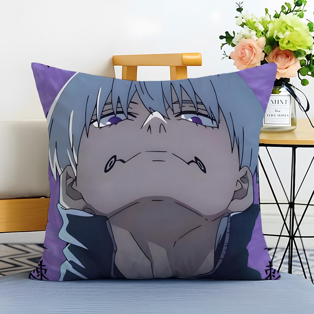 J-Jujutsu Kaisen Cushion Cover Washable Linen Pillowcase Soft For Sofa Bed Cozy Home Room Decor