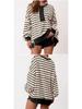 Color Block Long Sleeve Striped Button-Up Casual Sweater for Women - Autumn/Winter