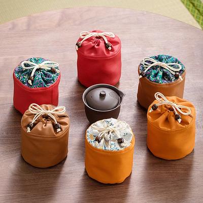 Leather Outdoor Travel Teaware Storage Bag Teaware Home Chinese Teacup Gift Package Jewelry Teacup Drawstring Bag 2025 New