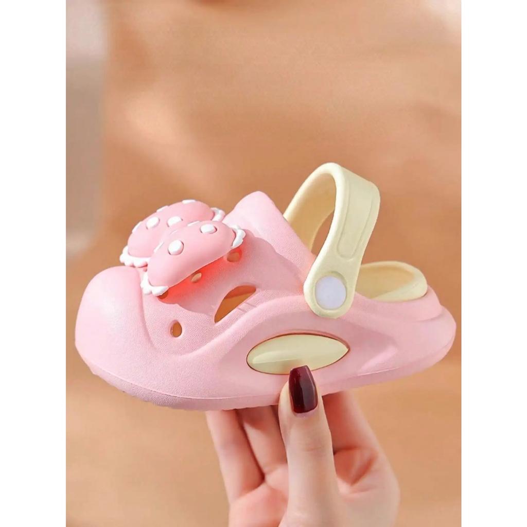 Children's Summer Indoor Non-slip Hole Shoes Bow Baby Beach Toe-cover Sandals