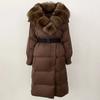 OFTBUY Winter Jacket Women Long Natural Real Raccoon Fox Fur Collar White Duck Down Coat Belt Thick Warm Casual Outerwear