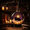 Spooky Pumpkin Ball Decor Halloween Clear Hanging Decoration, Glowing Sphere Ornament with Skeleton, Transparent Pumpkin, Spider Web, Black Cat Decor,